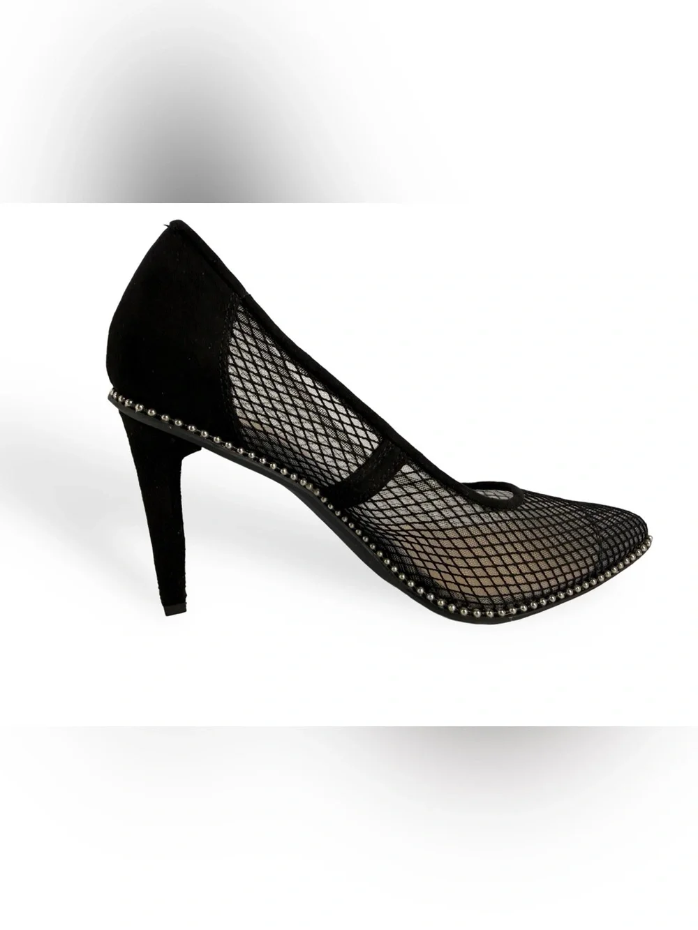 Bar III Black Mesh Pointed Flats with Studded Trim